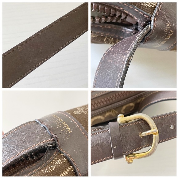 Celine vintage brown C monogram canvas and leather shoulder bag - Picture 6 of 10